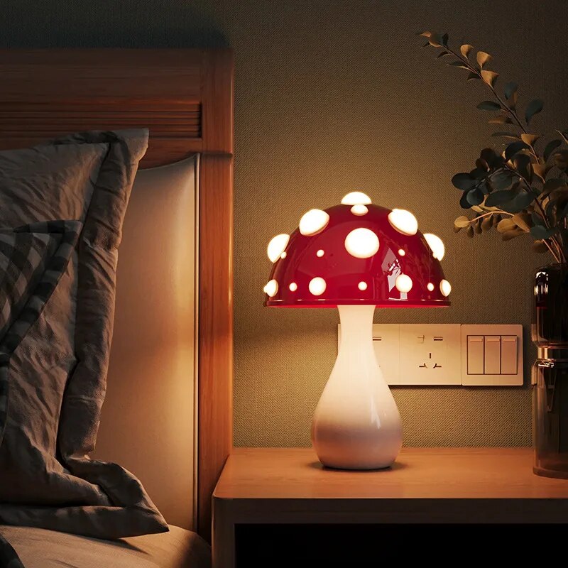 Norvo | LumiFungi – Luksus LED Bordlampe med Stemningsfylt Sopdesign og Dimbar Lys
