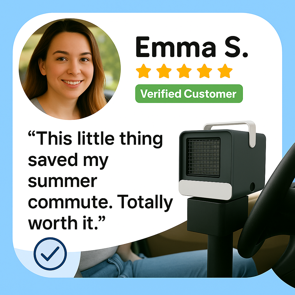 Norvo | Bærbar Mini Luftkondisjonerer | Ultra-bærbart Bil AC System, Stillegående 4-blad Design & Ideell for Hjem, Kontor, og Reisebruk