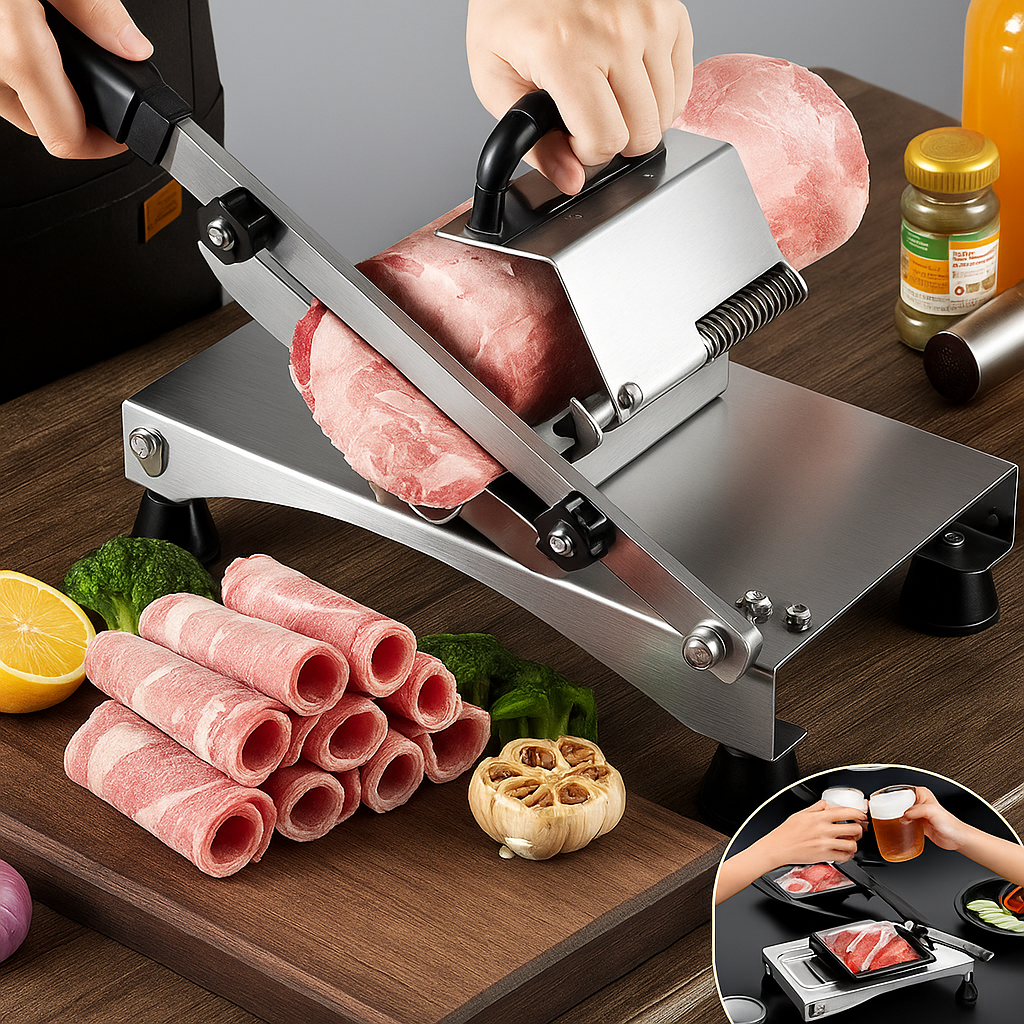 Norvo | SlicePro – Rustfritt Stål Matkutter for Hjemmebruk | Justerbar Tykkelse | Presis Kutting