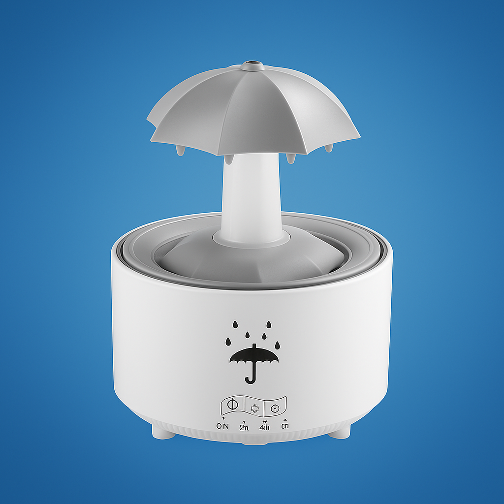 Roterende Paraply Tåke – LED Nattlys – Stille Luftrenser for Soverom Norvo