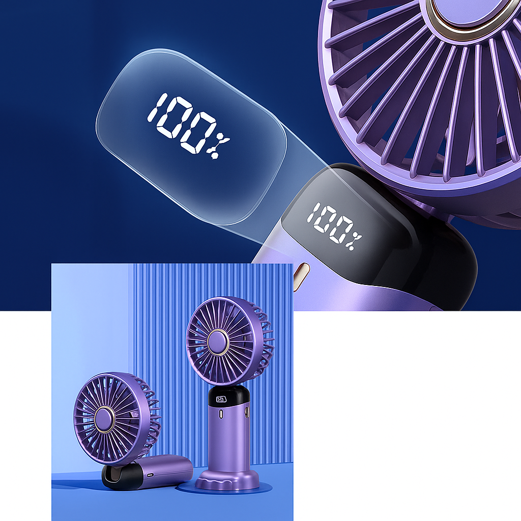 Langt livbatteri - Stille 5-trinns luftstrøm - Ideell for reise og skrivebordsbruk Norvo