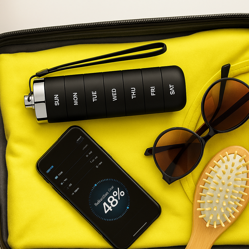 Fuktighetssikker metallbeholder – 7-dagers klar etikett-design – Reisevennlig for voksne og eldre Norvo