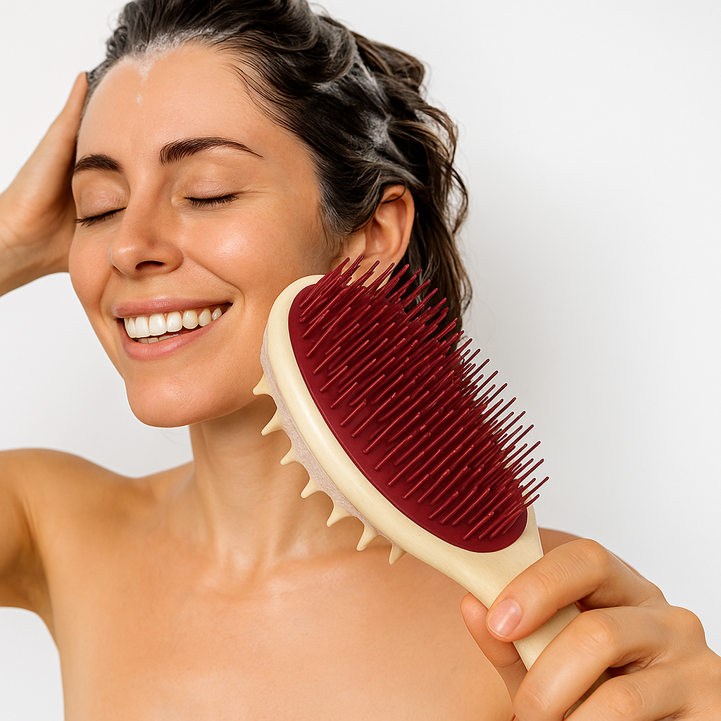 Sided Shampoo Brush – Silikon Hodebunnsmassasje – Dyp Rensing for Fet Hår & Følsom Hodebunn Norvo