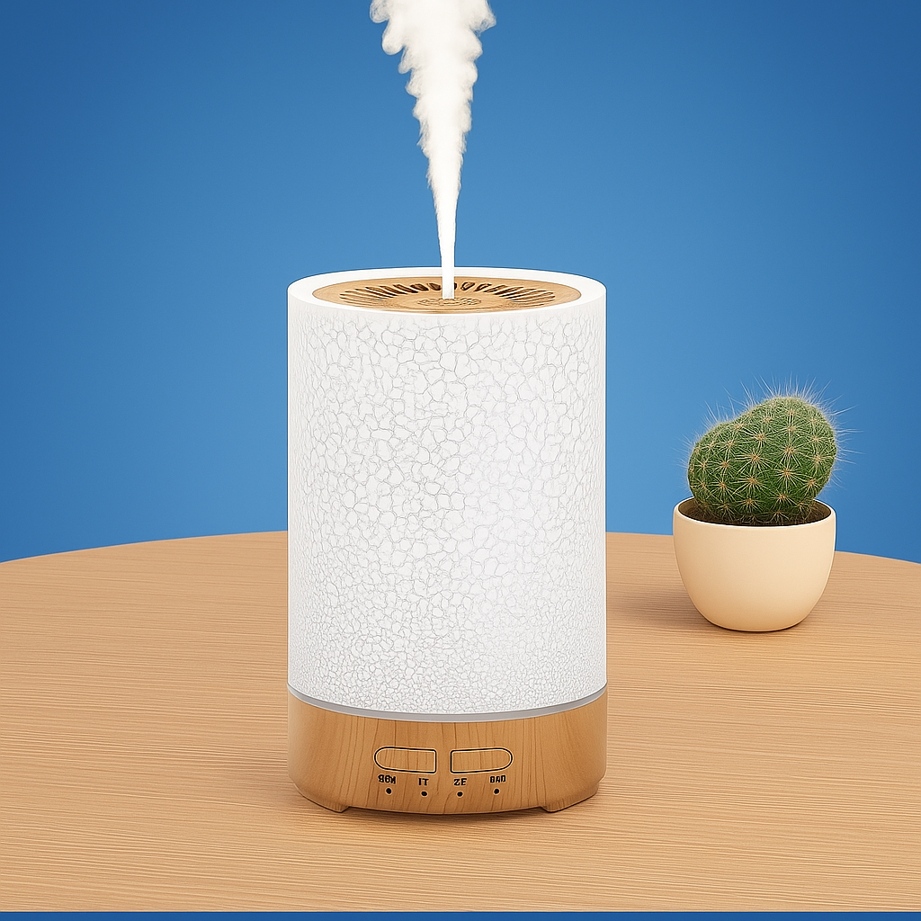 Essential Oil Diffuser med LED Nattlys – Stille Kaldt Tåke – Soverom & Hjem Avslappingsbolle