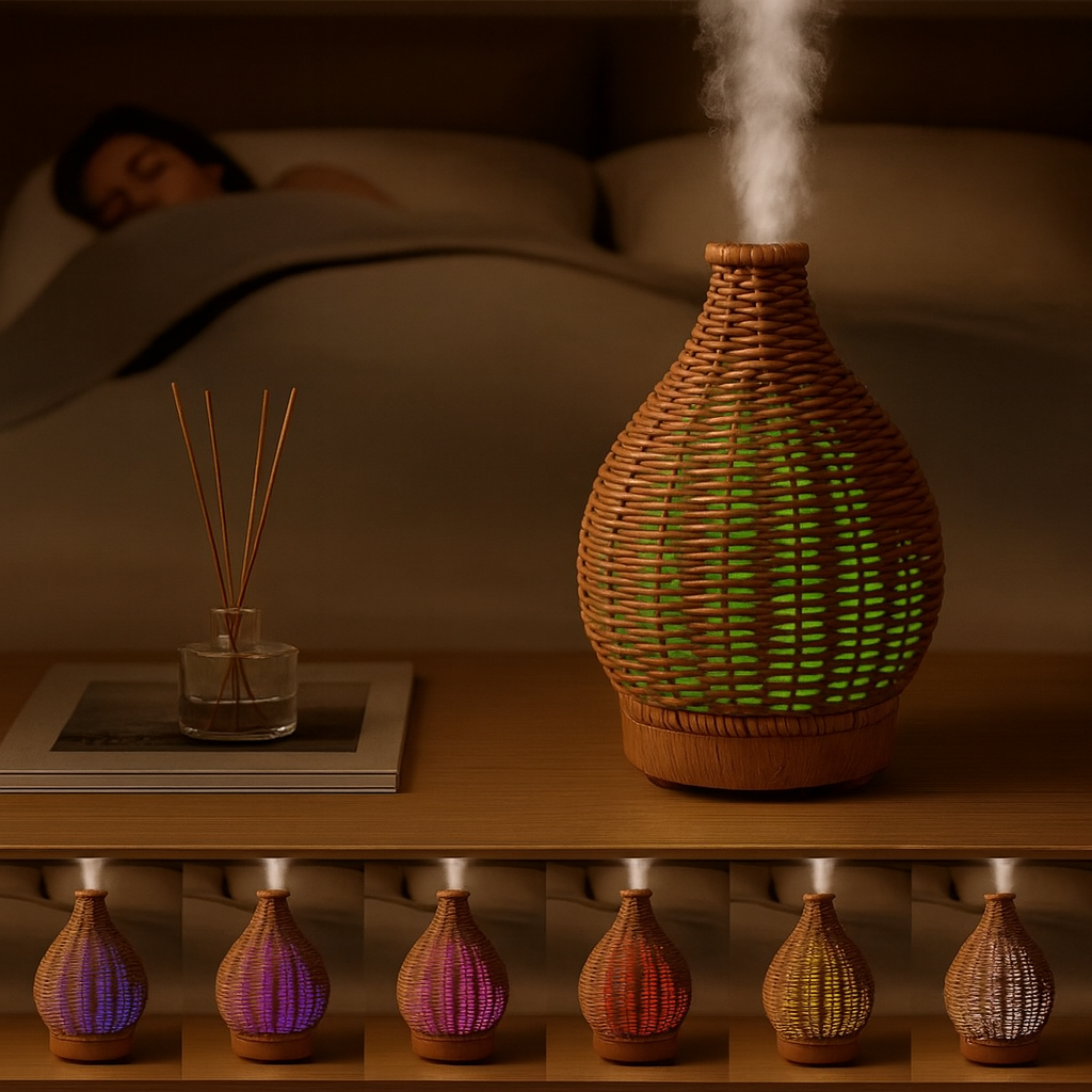 Olje Diffuser – Tørr-Luft Lettelse for Soverom & Barnerom – Stillegående USB 5 V – 80 ml Stilig Vase Design Norvo