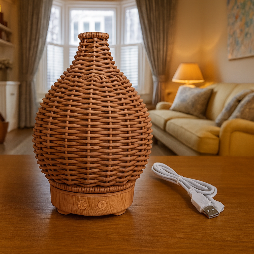 Olje Diffuser – Tørr-Luft Lettelse for Soverom & Barnerom – Stillegående USB 5 V – 80 ml Stilig Vase Design Norvo