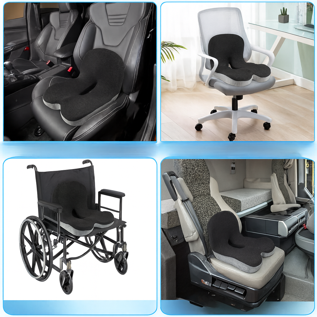 Lumbal- og halebeinsmerterelief – Minne-skum anti-skli støtte – Kontor bil hjemmebruk Norvo