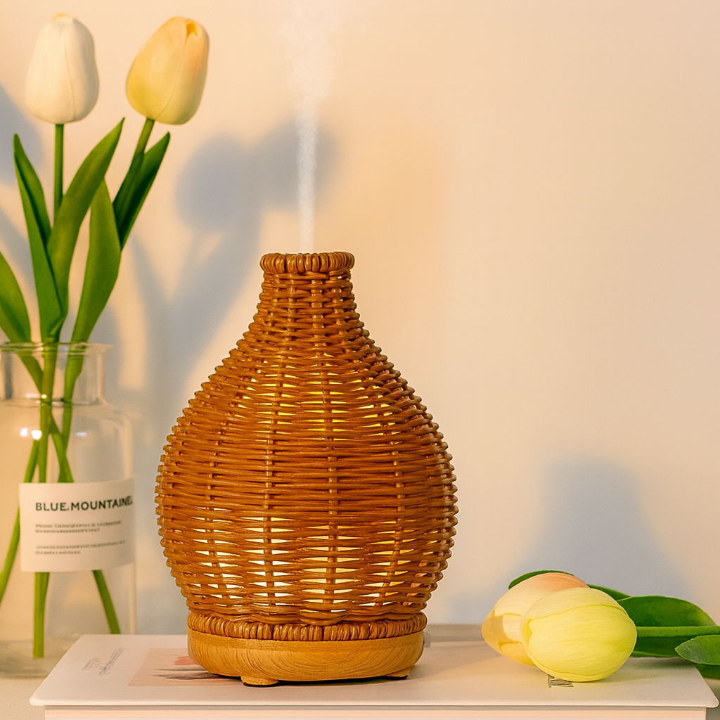 Olje Diffuser – Tørr-Luft Lettelse for Soverom & Barnerom – Stillegående USB 5 V – 80 ml Stilig Vase Design Norvo