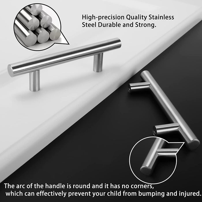 Norvo | Børstet Nikkel Modern Rustfritt Stål Skuffehardware T-Bar Håndtak