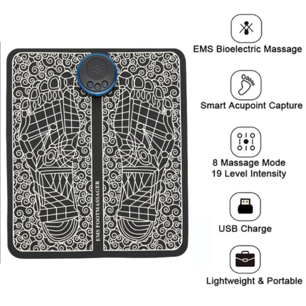 Norvo | EMS Fotmassasjepad med justerbar intensitet for smertelindring og avslapning hjemme