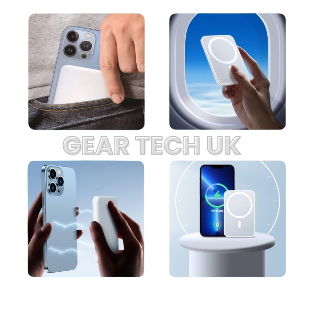 Norvo | Reiselader UK – Magnetisk trådløs bærbar lader med MagSafe | Slim ekstern batteripakke for reise, ferie og forretning