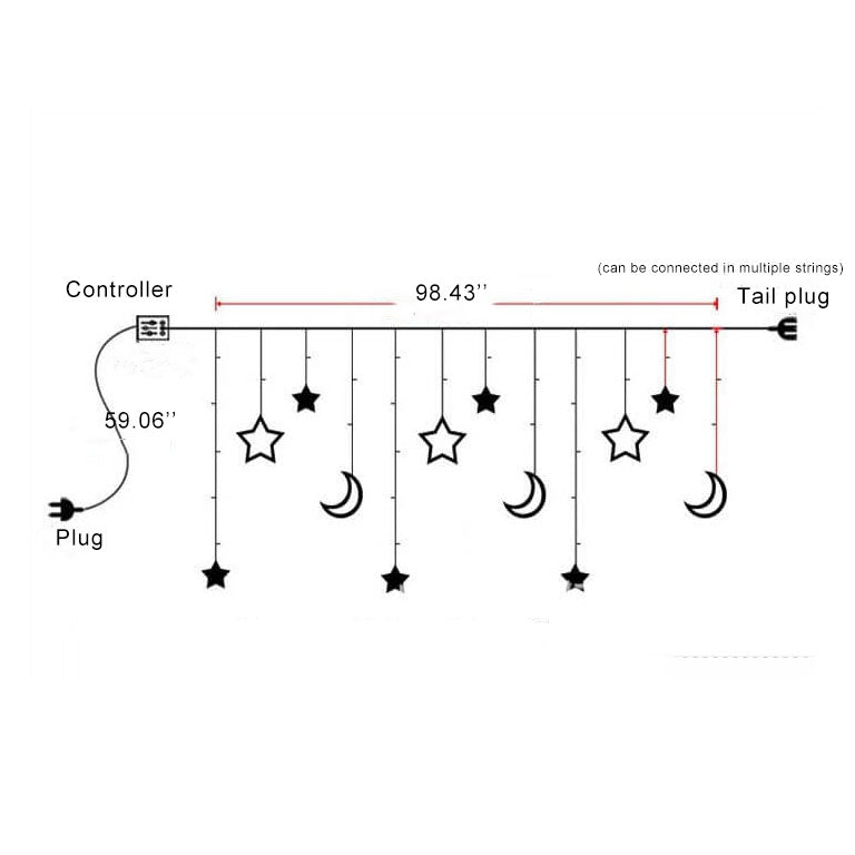 Norvo | Star Moon LED Festival Decoration Atmosphere Decoration Plastic String Lights