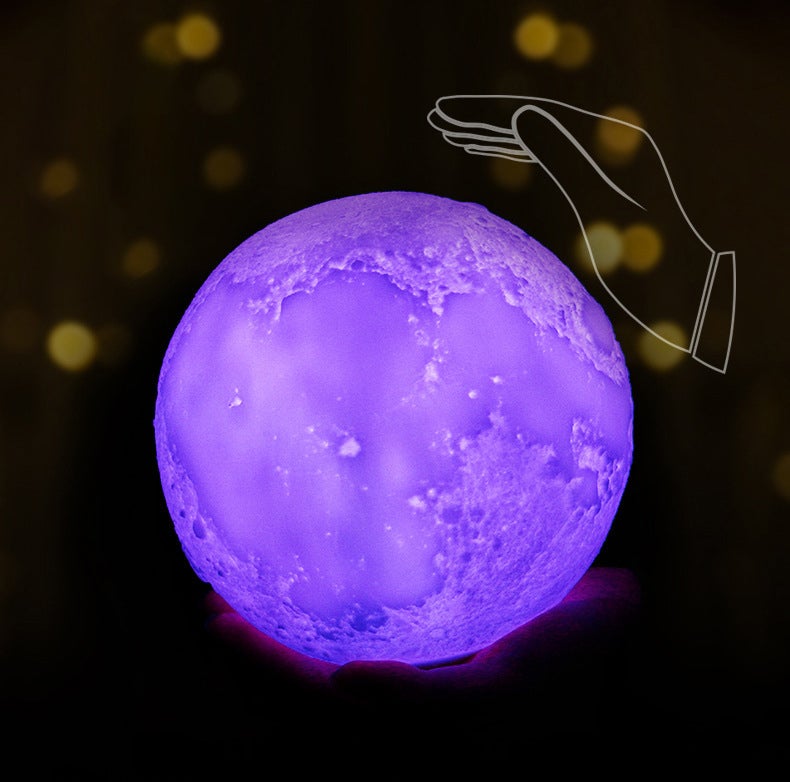 Norvo | Kreativ Mini Oppladbar 3D Utskrevet Måne 1-Lys LED Bordlampe