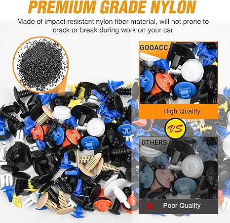 Norvo | Bilbeholderklippsett | 725 STK + Fjerneverktøy | Universelt Nylonfeste Sett