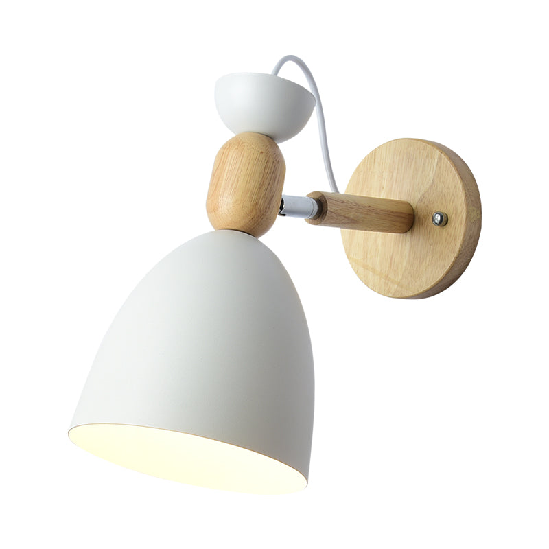 Swivel Shade Barnerom Vegglampe Metall 1 Lyspære Macaron Leselys med Tredekor | Norvo
