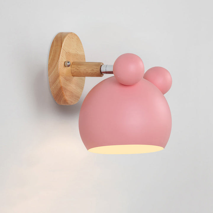 Swivel Shade Barnerom Vegglampe Metall 1 Lyspære Macaron Leselys med Tredekor | Norvo