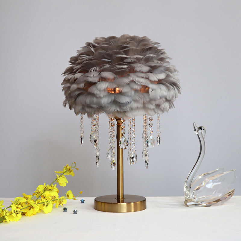 Norvo | Romantisk FeatherBeam - Moderne Feather 1-Lykt Senge Lampe med Krystall Dekor