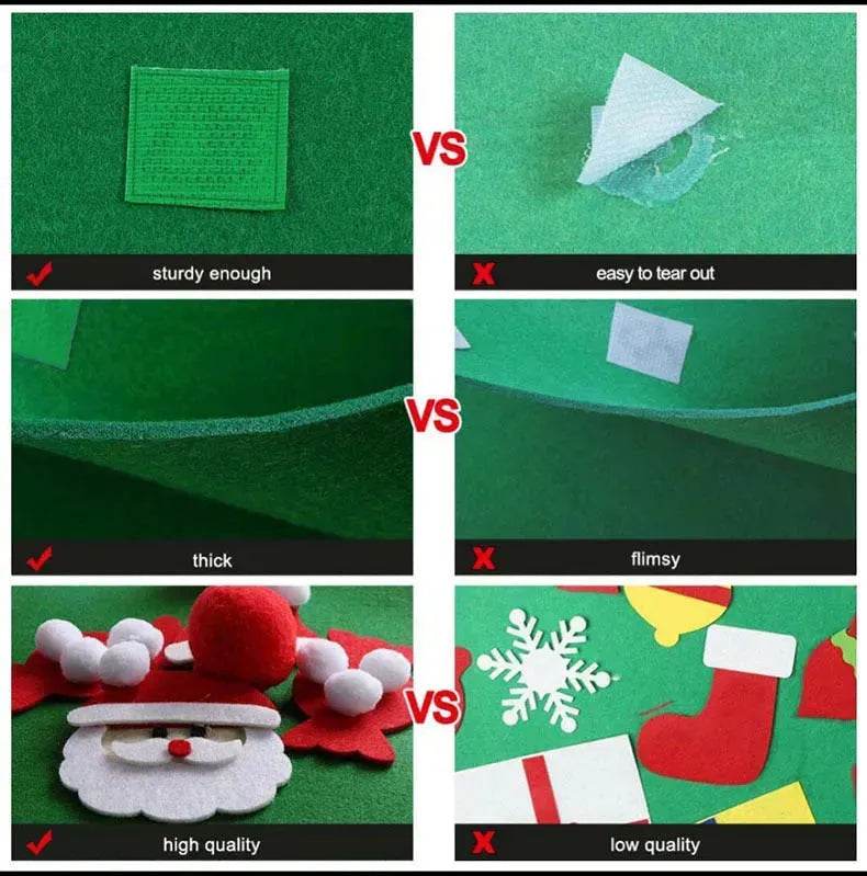 Norvo | DIY Filt Juletre Nyttår Lille Barn Håndlaget Gave Leker Dør Vegg Henging Ornamenter Høytidsfest Hjem Dekor Sett