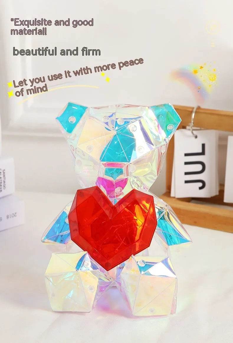 Norvo | Laser Grensekryss Fargerik Bjørn Bursdag Julegave Diy Dekorasjon Valentinsdag Gave Bjørn Nattlys