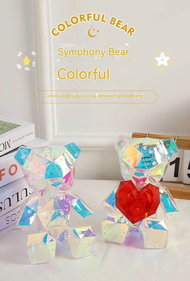 Norvo | Laser Grensekryss Fargerik Bjørn Bursdag Julegave Diy Dekorasjon Valentinsdag Gave Bjørn Nattlys