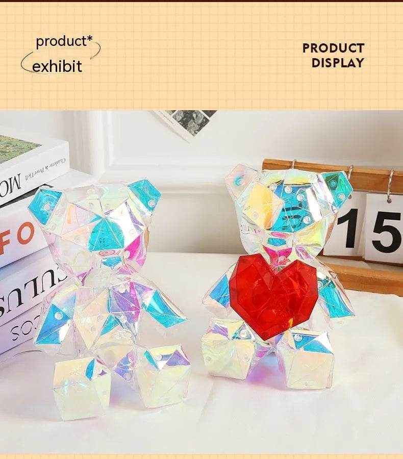 Norvo | Laser Grensekryss Fargerik Bjørn Bursdag Julegave Diy Dekorasjon Valentinsdag Gave Bjørn Nattlys