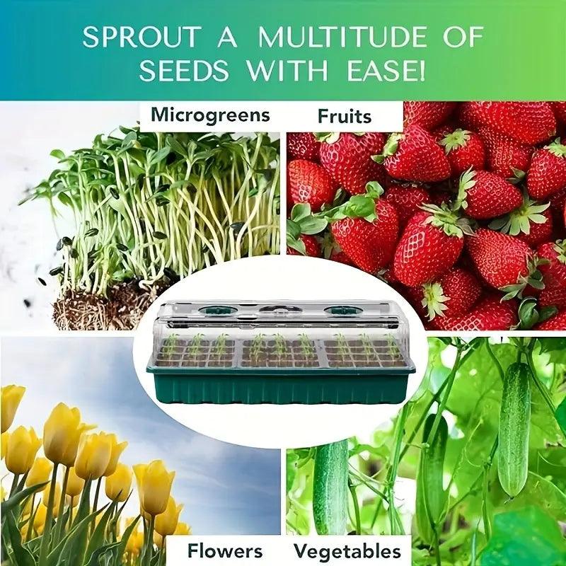Norvo | Innendørs frøstarterkit med LED vekstlys og justerbar fuktighetsdome – 36-cellers brett for hjemmehaging