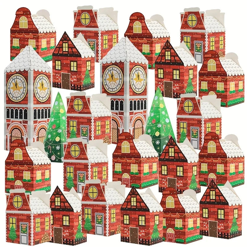 Norvo | Jule Adventskalenderbokser – Festlig Emballasje med Pepperkakehus Design