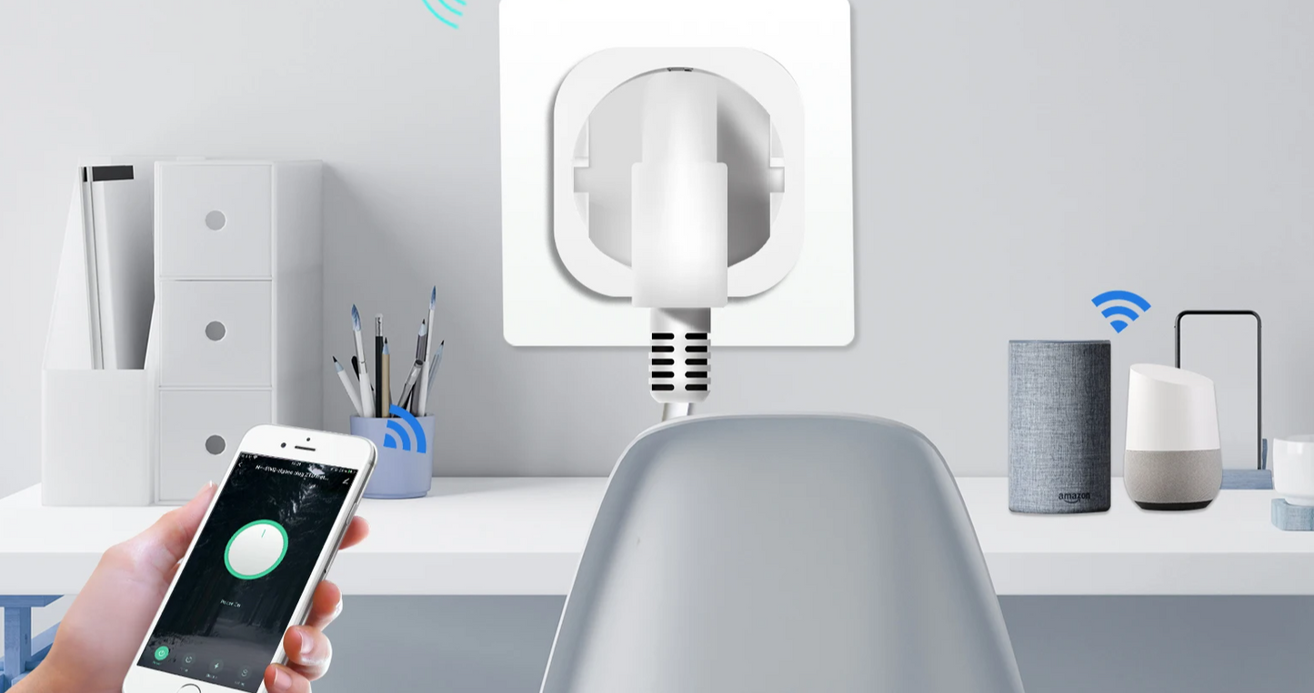 Tuya Zigbee Smart Strømkontakt 16A med Timer & Energimonitor - WiFi Plugg Kontroll via SmartLife Google Alexa Apper