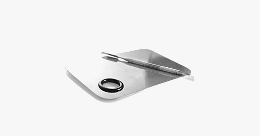 Norvo | Vakker rustfritt stål blandeplate med spatula verktøy