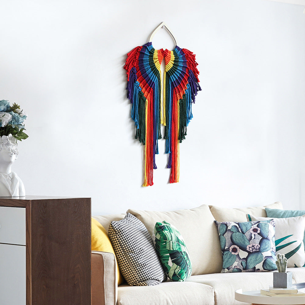 Norvo | Fargerike Englevinger Bohemsk Teppe - Håndvevd Veggdekorasjon for Hjemmet