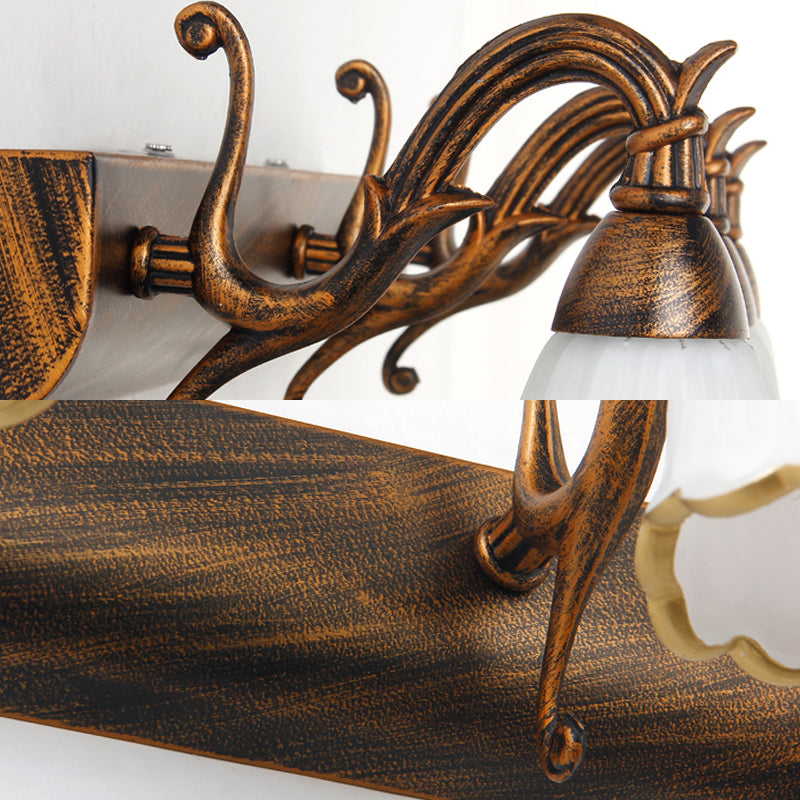 Norvo | Blomster Bad Vegglys Klassisk Opalglass 2/3/4 Lys Bronze/Hvit Sminke Belysning