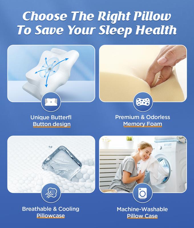 Norvo | Memory Foam Nakkepute | Ergonomisk Støtte for Nakke Smerte Lindring hjemme