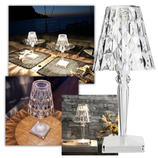 Skrivebordslampe i akrylkrystall