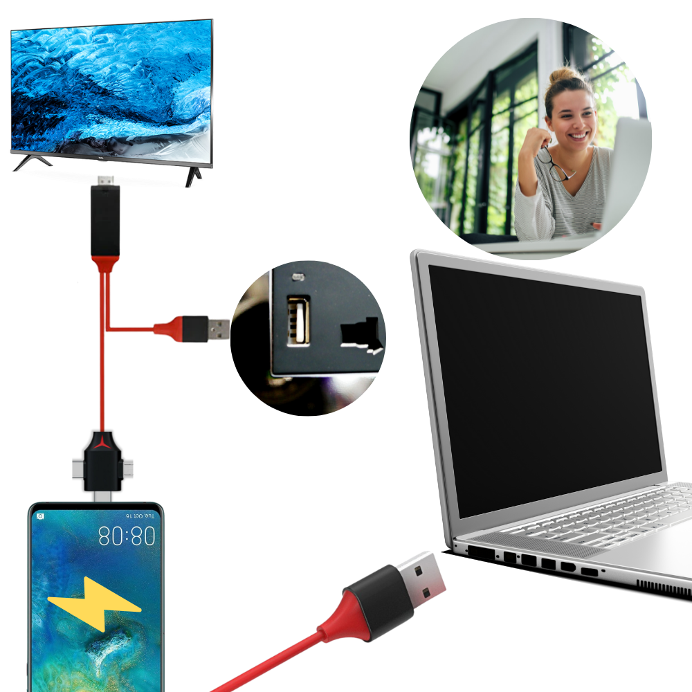 HDMI-adapterkabel for telefoner og nettbrett