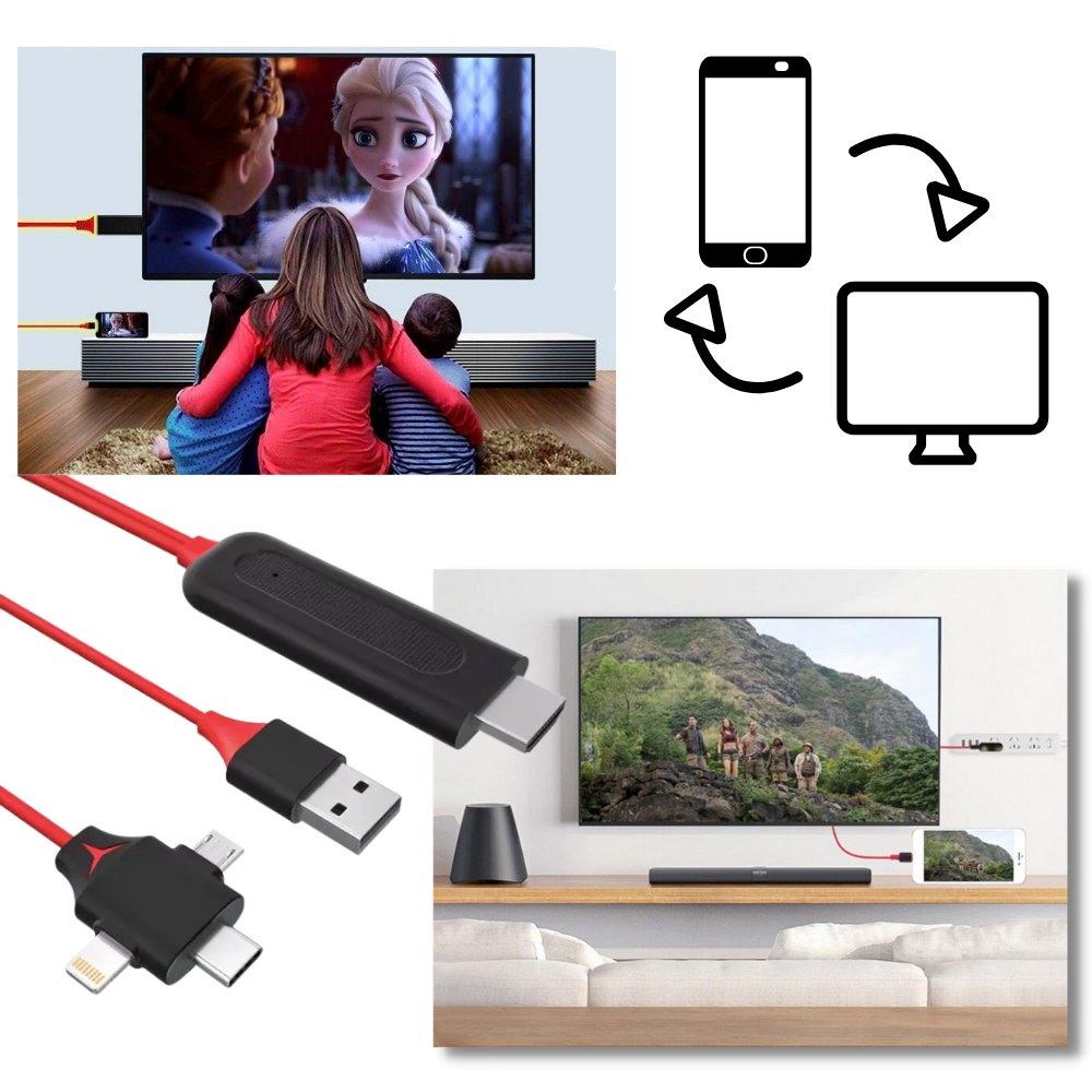 HDMI-adapterkabel for telefoner og nettbrett