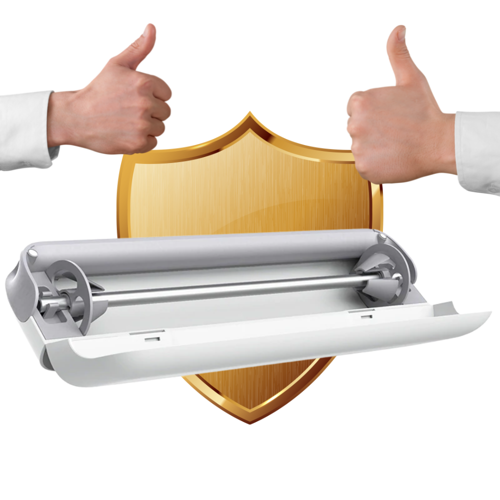 Dispenser og kutter for plastfolie
