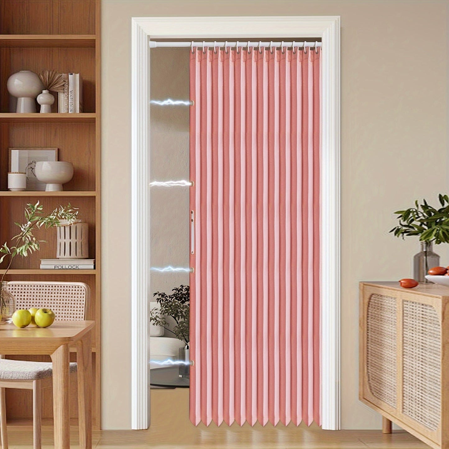 Norvo | Fargerik magnetisk faltegardin – Enkel innredning, plassbesparende romdeler for hjem og virksomhet – Livlig kunstnerisk design, maskinvaskbart polyester