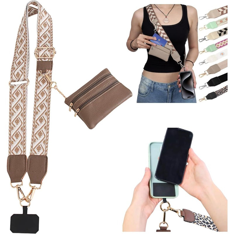 Norvo | Stilig Crossbody Telefon Lanyard med Avtakbar Mini Lommebok