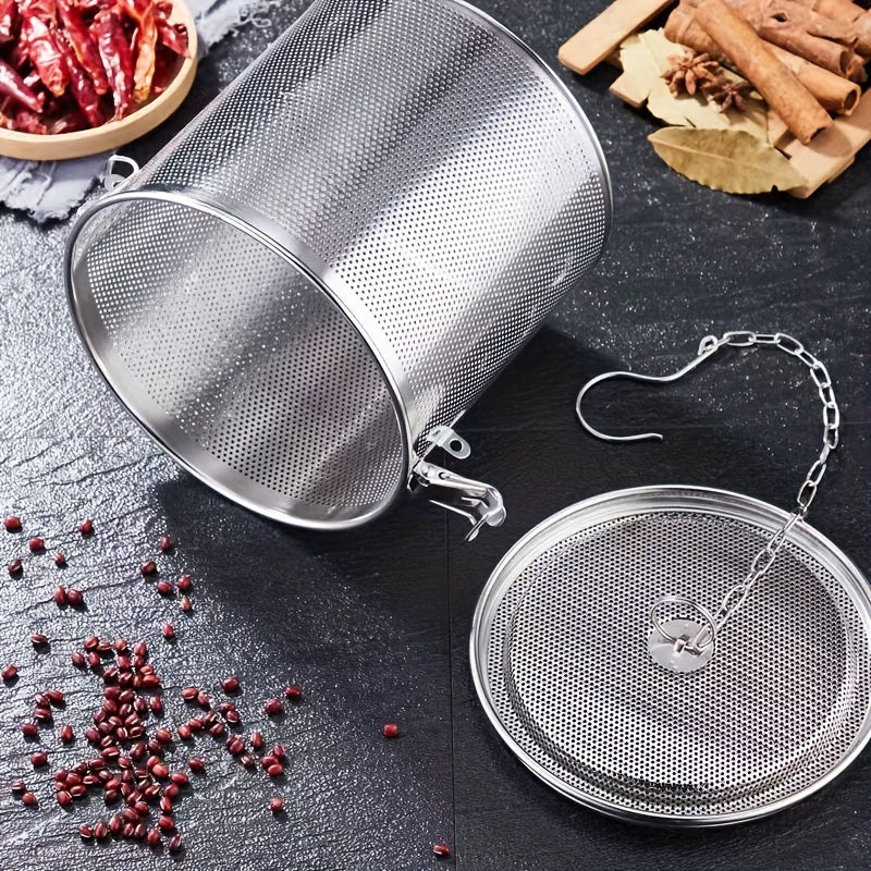 Norvo | Rustfritt stål krydder-infuser – Gjenbrukbart fint nett filter med forlenget kjede for løs te, urter og krydder – Ideell til matlaging, brygging og på kjøkkenet
