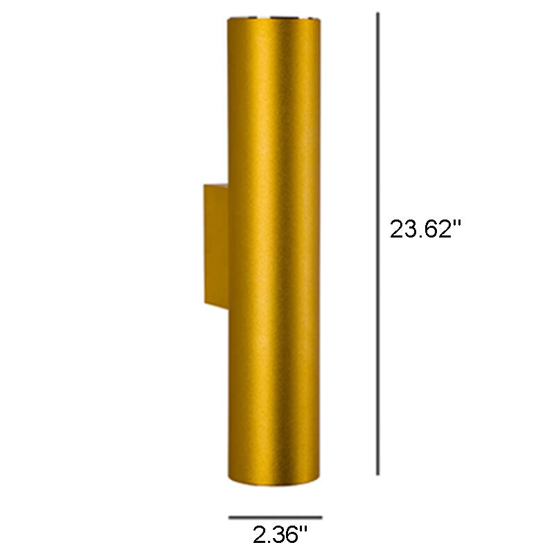 Garduru sylinderformet vegglampe i aluminium | 2 pærer | Moderne design | Innendørs og utendørs