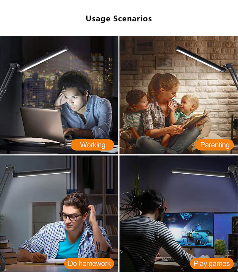 Norvo | LED Foldbar Lang Arm Klips Øyevern USB Leselampe