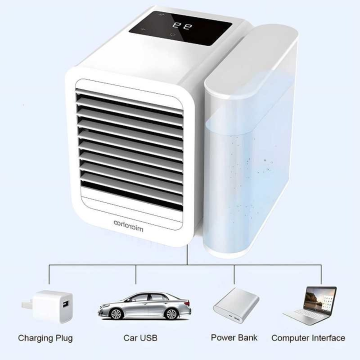 Norvo | Hexton | Bærbar MicroCool Mini Klimaanlegg med 1000ml Vannbeholder | Personlig Kjøling & Luftfukter