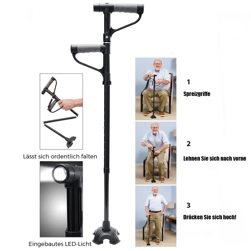 Norvo | Ikke-glidende sammenleggbar gåstokk med LED-lys