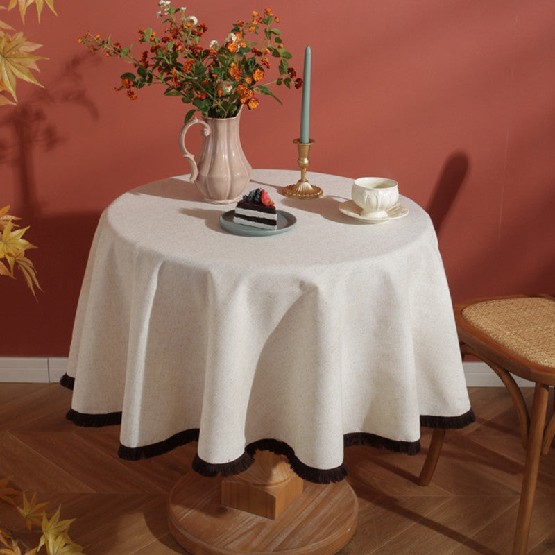 Norvo | Minimalistisk Lin Frynse Duken Naturlig Stil