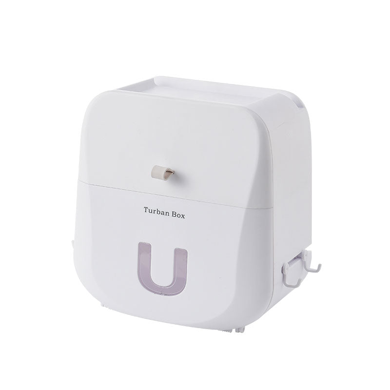 Norvo | Vanntett og hullfri toalettpapir lagringsboks og hylle med dobbeltlagsdesign, sterk bærerkapasitet, ett-klikk åpning og krok