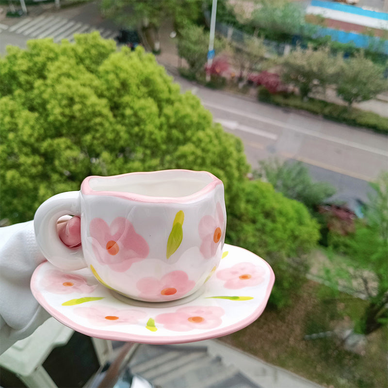 Håndmalt kreativ kaffekopp, keramisk tekopp og fatsett | Norvo