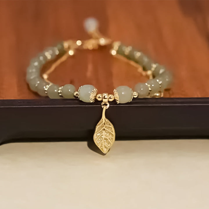 Norvo | Hetian Jade Leaf Gold Bracelet