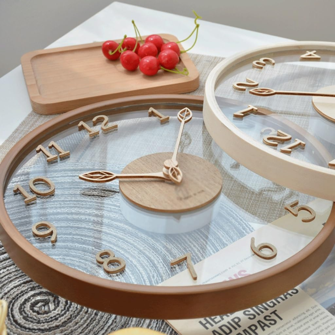 Norvo | Stilig Veggklokke av Tre med Glass