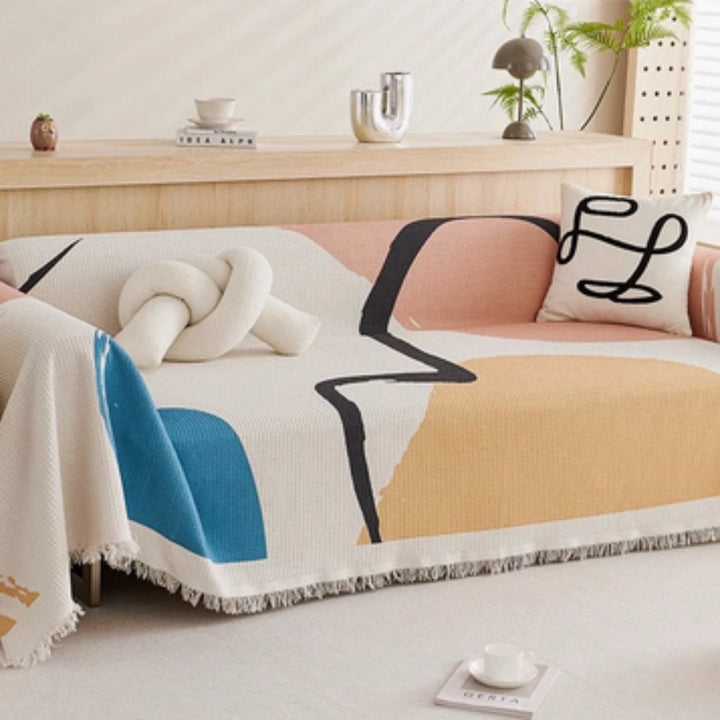 Norvo | Lumiere Abstract Tasseled Sofa Cover