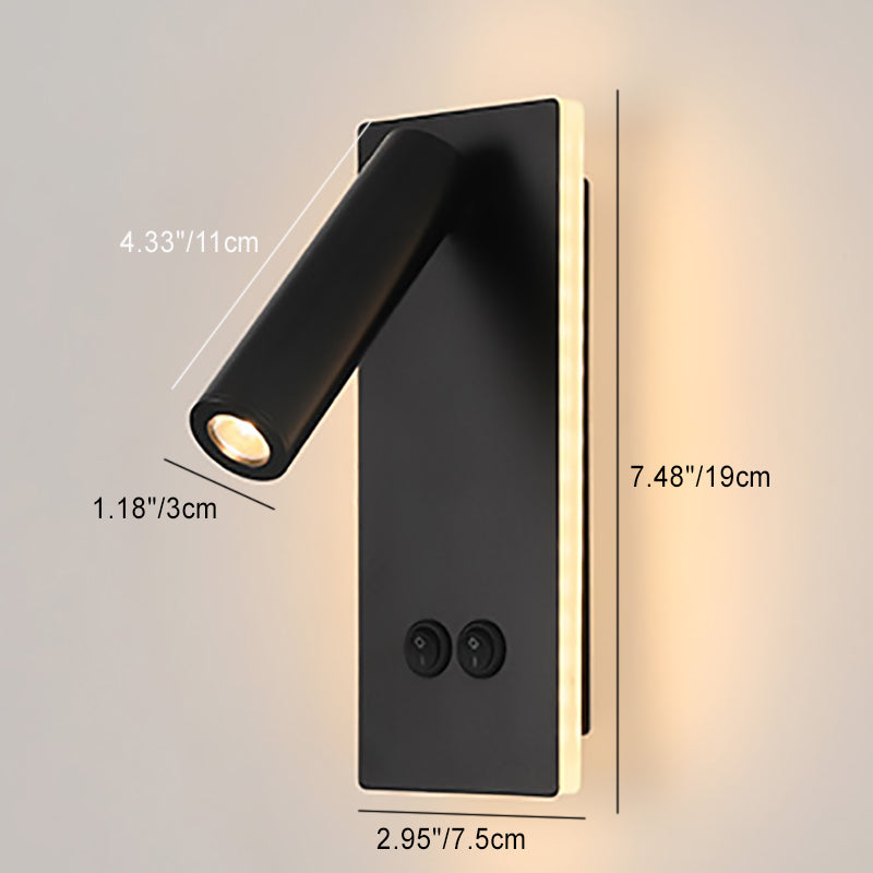 Norvo | Moderne Minimalistisk Rektangulær Rund Jern Aluminium LED Vegglampe For Soverom